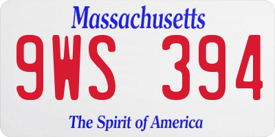 MA license plate 9WS394