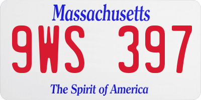 MA license plate 9WS397