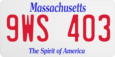 MA license plate 9WS403