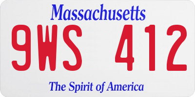 MA license plate 9WS412