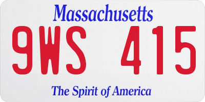 MA license plate 9WS415
