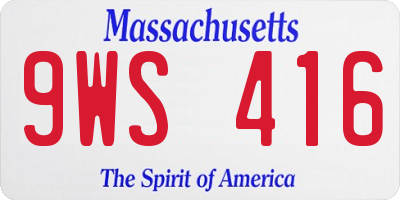 MA license plate 9WS416