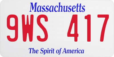 MA license plate 9WS417