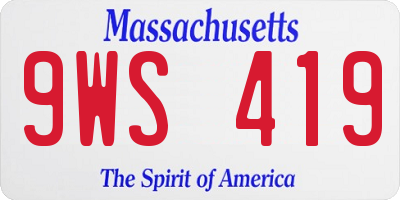 MA license plate 9WS419