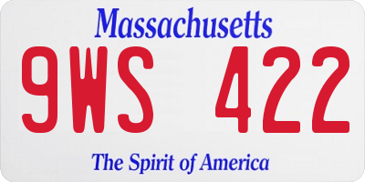 MA license plate 9WS422