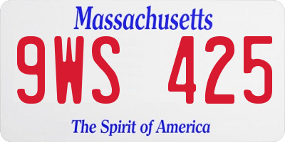 MA license plate 9WS425