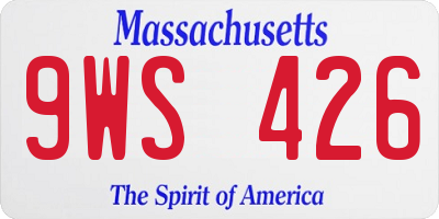 MA license plate 9WS426
