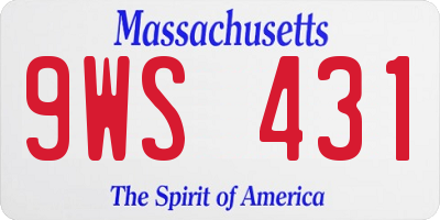 MA license plate 9WS431