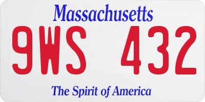 MA license plate 9WS432