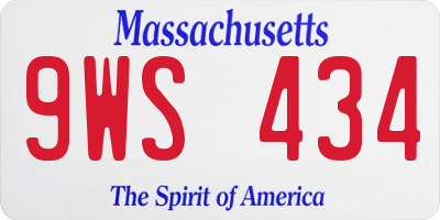 MA license plate 9WS434