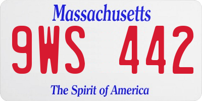 MA license plate 9WS442