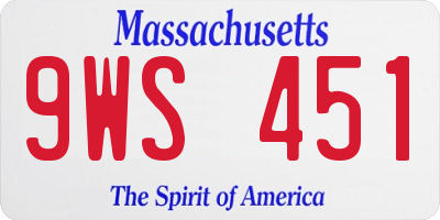 MA license plate 9WS451