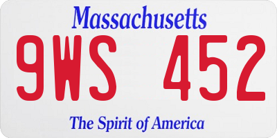 MA license plate 9WS452
