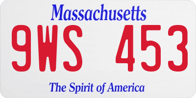 MA license plate 9WS453
