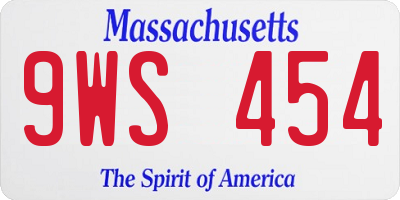 MA license plate 9WS454