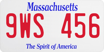 MA license plate 9WS456