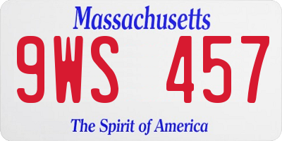 MA license plate 9WS457
