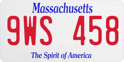 MA license plate 9WS458