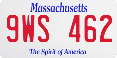 MA license plate 9WS462