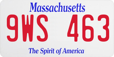 MA license plate 9WS463