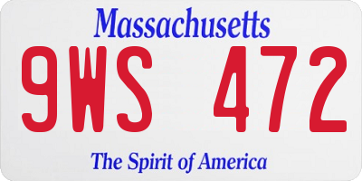 MA license plate 9WS472