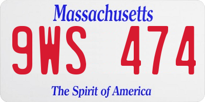 MA license plate 9WS474