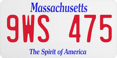 MA license plate 9WS475