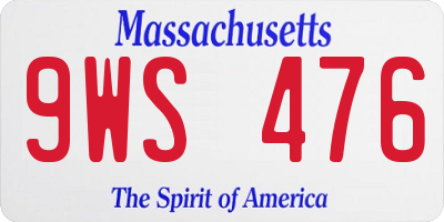 MA license plate 9WS476