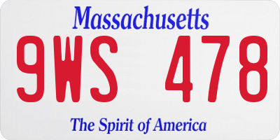 MA license plate 9WS478