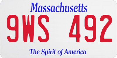 MA license plate 9WS492