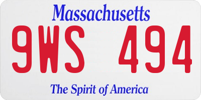 MA license plate 9WS494