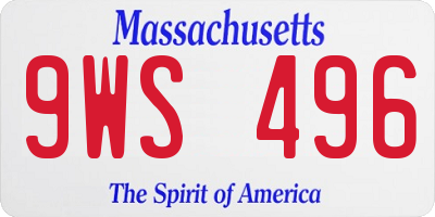MA license plate 9WS496