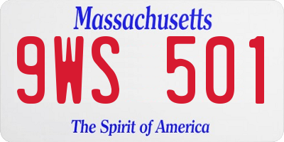 MA license plate 9WS501