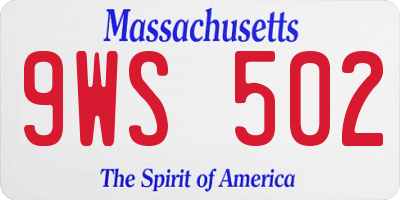 MA license plate 9WS502