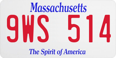 MA license plate 9WS514