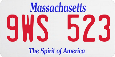 MA license plate 9WS523
