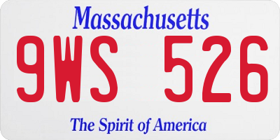 MA license plate 9WS526