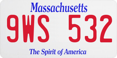MA license plate 9WS532