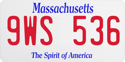 MA license plate 9WS536