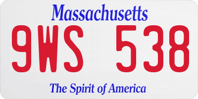 MA license plate 9WS538