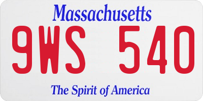 MA license plate 9WS540