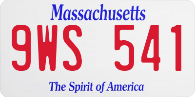 MA license plate 9WS541