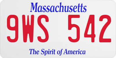 MA license plate 9WS542