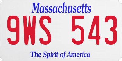 MA license plate 9WS543