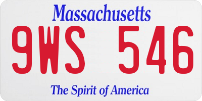 MA license plate 9WS546