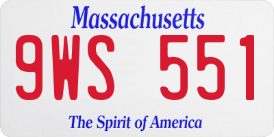 MA license plate 9WS551