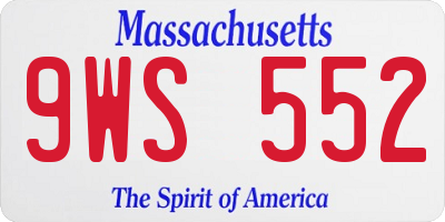 MA license plate 9WS552