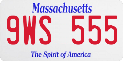 MA license plate 9WS555