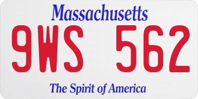 MA license plate 9WS562