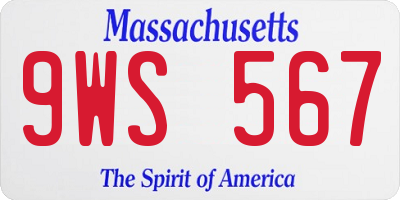 MA license plate 9WS567